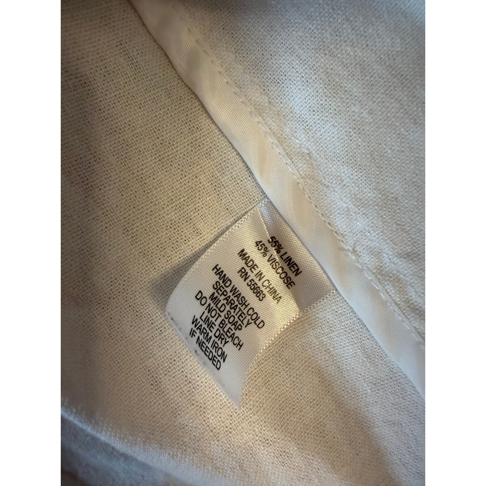 HALSTON Linen Blend Blazer White Ruffled Sleeve Single Button Women's Small - Picture 3 of 6